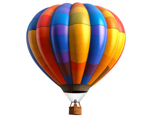 Fototapeta premium Tilted Flying Hot Air Balloon with Twisting Ropes and Floating Fabric, 3D Render Style