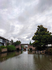 The peace view of house, bridge and canal at Zhujiajiao Ancient Tow
