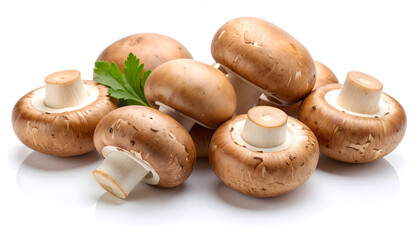 Brown Cremini Mushrooms on White Background