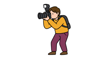 Cartoon Illustration of Person Taking Photo with Camera