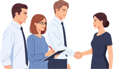 Business professionals shaking hands to finalize a deal or agreement