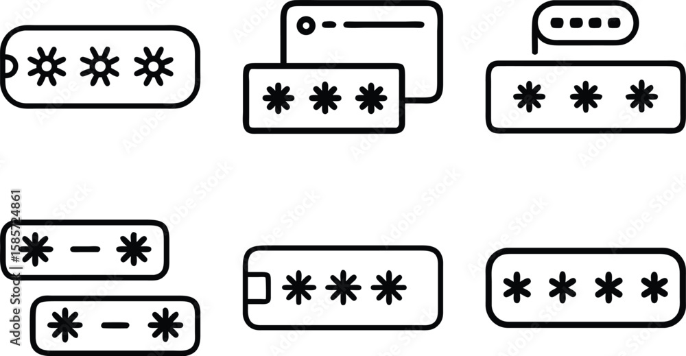 Poster secure password entry icons representing online security and data protection measures