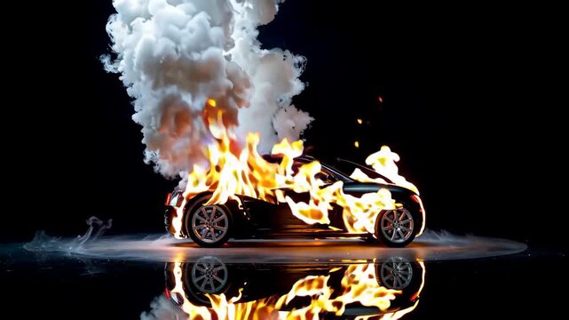Burning car special effects fodder Burning car