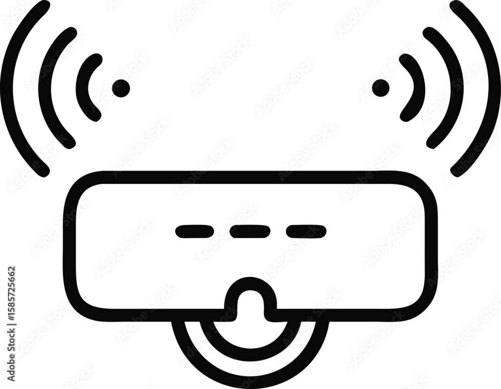 Poster line drawing of autonomous robotic vacuum cleaner with wifi connection signal