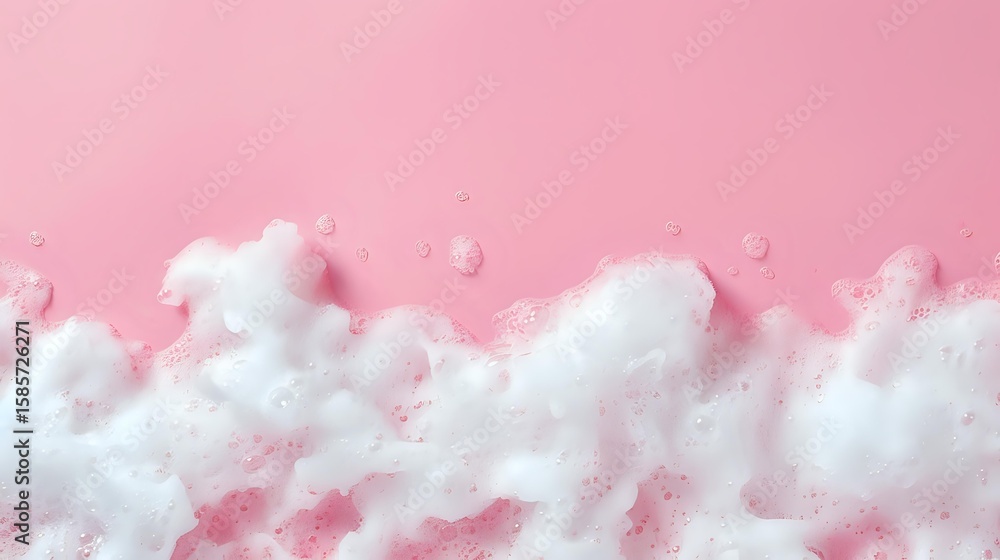 Poster dreamy white fluffy clouds against pink sky background create romantic atmosphere. soft cotton-like 