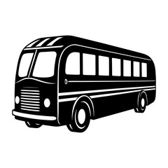 Illustration of a vintage bus with multiple windows and rounded edges
