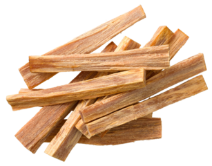 Cedar wood sticks isolated on white background, top view.
