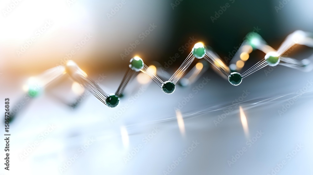 Aufkleber glowing line graph with green data points showing business growth trend on blurred background, suita