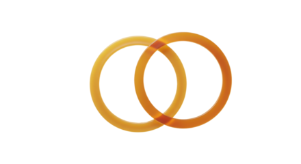 Interlocking gold circles isolated PNG with Transparent Background