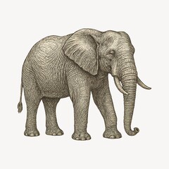 Obraz premium Detailed vintage elephant illustration.