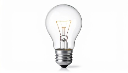 Bright electric light bulb glowing with the concept of innovation and creativity isolated on a white background