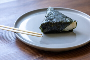 shrimp cuisine sushi onigiri close up