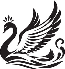 Elegant swan with open wings vector