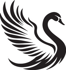 Elegant swan with open wings vector