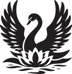 Elegant swan with open wings vector