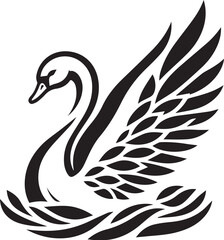 Fototapeta premium Elegant swan with open wings vector