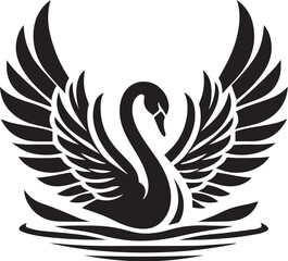 Elegant swan with open wings vector