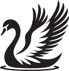 Fototapeta premium Elegant swan with open wings vector