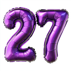 Purple foil number balloons 27 for birthday celebration  