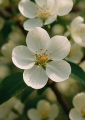 Obraz premium Delicate white blossoms in bloom.