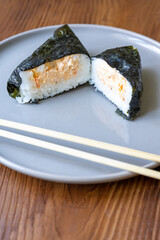 shrimp cuisine sushi onigiri close up
