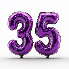 Purple foil number balloons 35 for birthday celebration  