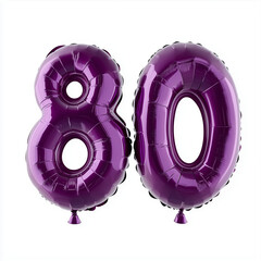 Purple foil number balloons number 80 for celebrations  