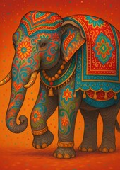 Colorful ornate elephant illustration