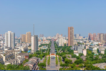 Obraz premium The urban architectural complex landscape of Deyang City, Sichuan Province, China