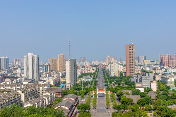 Fototapeta premium The urban architectural complex landscape of Deyang City, Sichuan Province, China