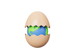 Concept of world Easter celebration or international egg day. World egg day. Food day icon isolated on transparent background. Design for poster, banner, advertising, greeting card. 3d rendering