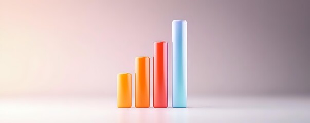 Obraz premium Growing bar chart columns in orange and blue colors on light background showing business progress and financial growth statistics analysis.