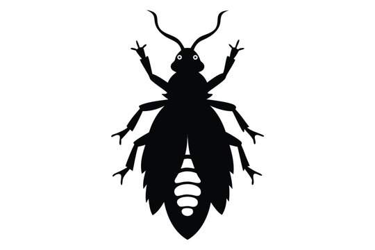 Silhouette illustration of a bagworm insect on a clean white background