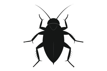 Detailed silhouette illustration of a cockroach on a clean white background