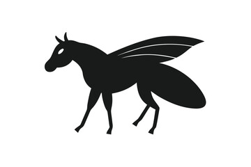 Fototapeta premium Minimalist silhouette illustration of a horsefly insect on a clean white background