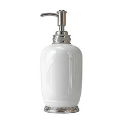 Elegant White Soap Dispenser with Chrome Pump for Bathroom Decor