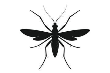 Black silhouette illustration of a scorpionfly on a white background