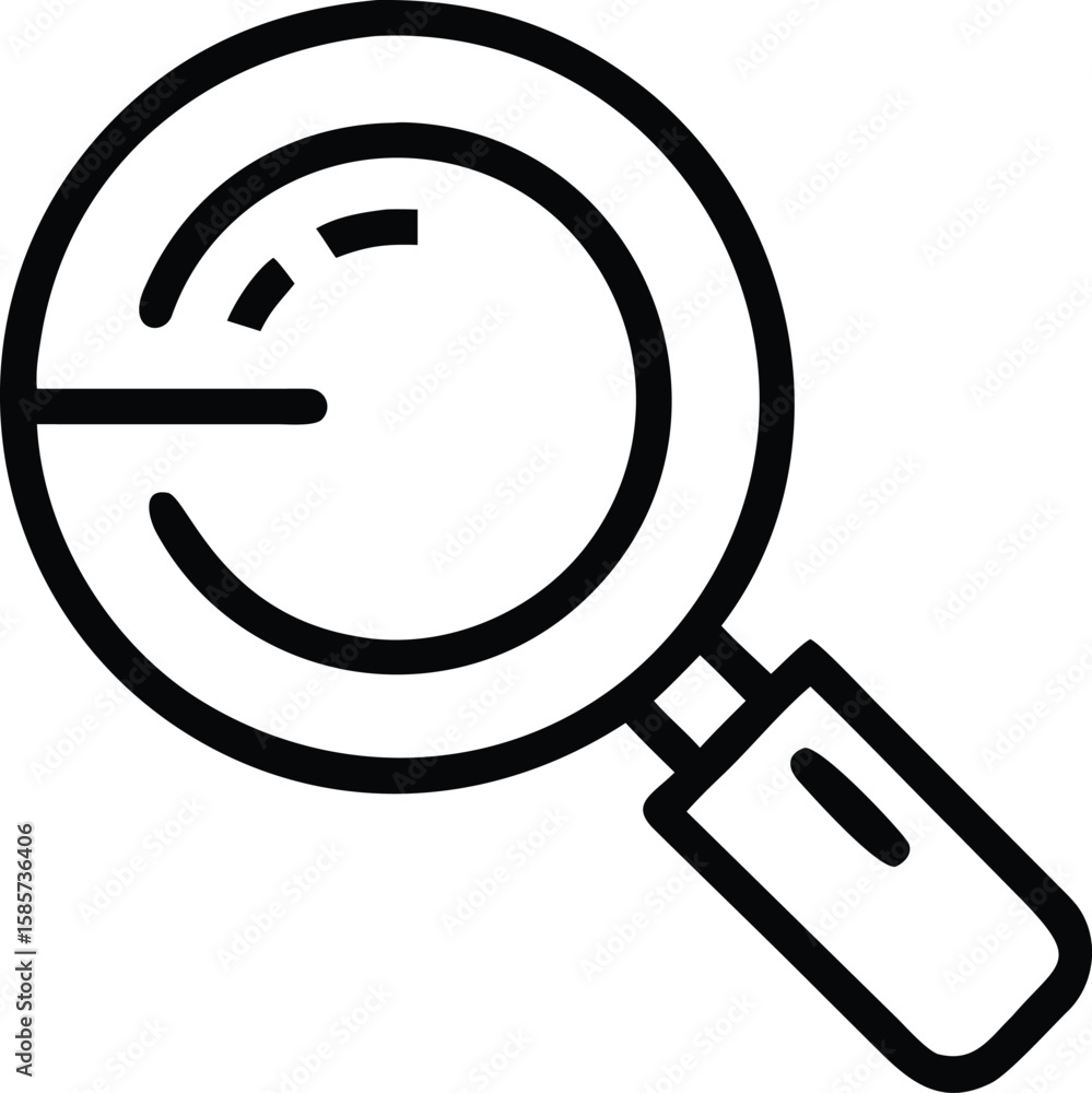 Poster magnifying glass icon in simple line art style for design