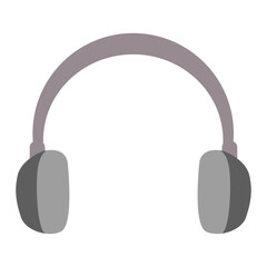 Gray headphones audio equipment, flat minimal style, isolated on white background, perfect for listening, music, and creative sound projects.