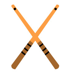 Pair of crossed drumsticks, flat minimal style, isolated on white background, perfect for percussion, rhythm, and music-themed designs.