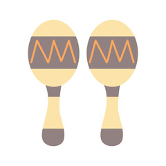 Pair of maracas percussion instrument, flat colorful style, isolated on white, perfect for music, dance, and cultural projects.