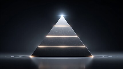 Obraz premium Futuristic pyramid investment in marketing strategies for ranking success a layered symbol of financial growth in a digital environment