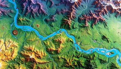 Obraz premium 3D relief map of a region