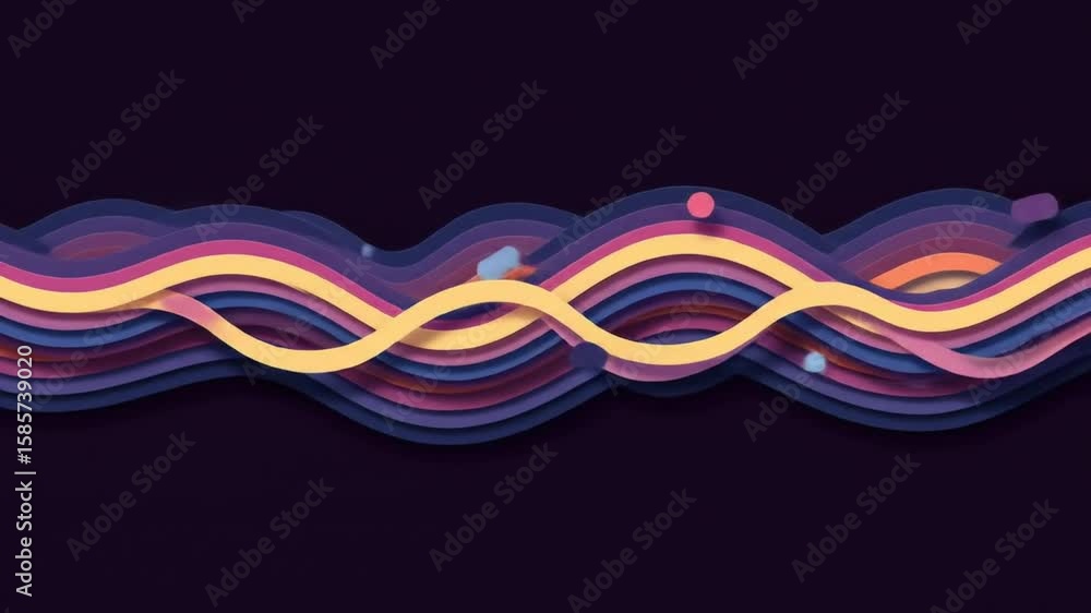 Aufkleber wavy layers of color with floating orbs