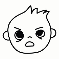 Angry Child With Sharp Forehead Lines and a Serious Expression