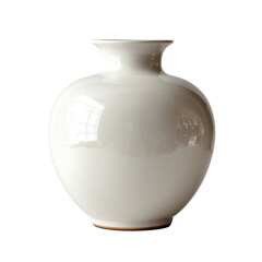 Elegant White Ceramic Vase with Smooth Finish and Round Shape