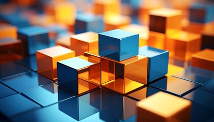 Obraz premium Abstract 3D blocks in vibrant colors