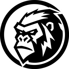 An Ape, Gorilla, Monkey illustration mascot Apes, Gorillas, Monkeys sports team animal or an icon emblem branding concept.