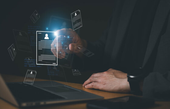 Business person access to customers data for create SEO marketing for search engine optimization. Large language data model for AI chatbot technology. Data scientists for technology business.