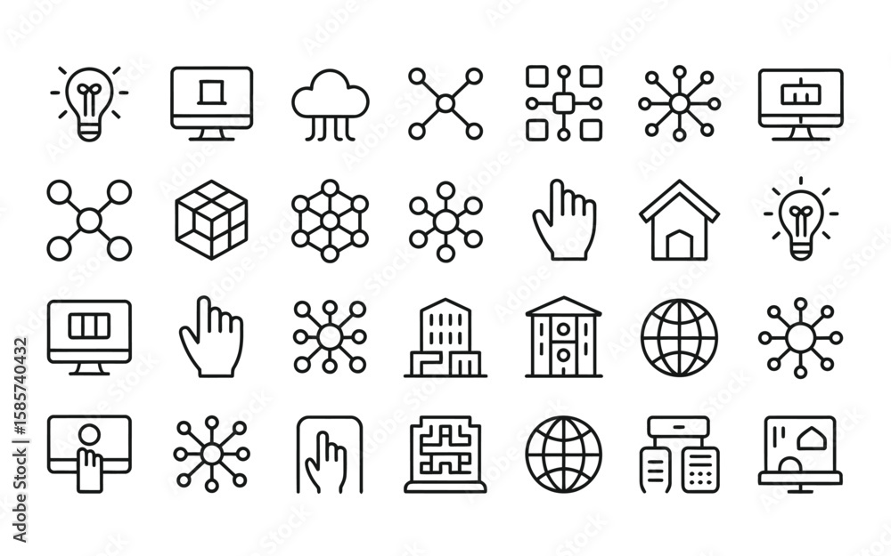 Fototapete outline linear icons set featuring digital transformation themes editable stroke vector graphics sui